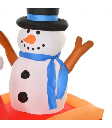4ft Christmas Inflatable Santa Claus on Sleigh Deer LED Lighted Indoor Outdoor