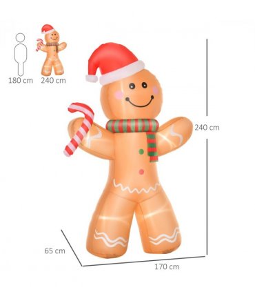 8ft Christmas Inflatable Gingerbread Man Lighted Indoor Outdoor
