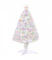 2.5FT Prelit Artificial Tabletop Christmas Tree with Fibre Table and Desk White