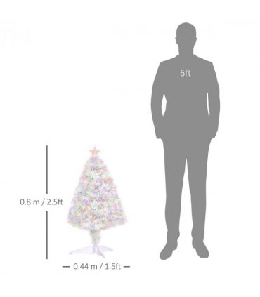 2.5FT Prelit Artificial Tabletop Christmas Tree with Fibre Table and Desk White