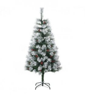 Indoor Christmas Tree Artificial Berry Xmas Deco Metal Stand and 184 Tips 150cm