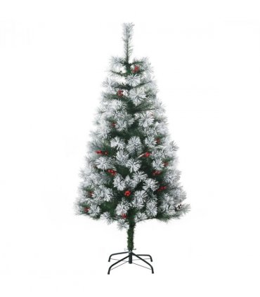 Indoor Christmas Tree Artificial Berry Xmas Deco Metal Stand and 184 Tips 150cm