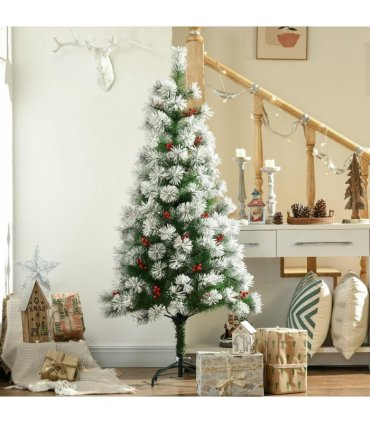 Indoor Christmas Tree Artificial Berry Xmas Deco Metal Stand and 184 Tips 150cm