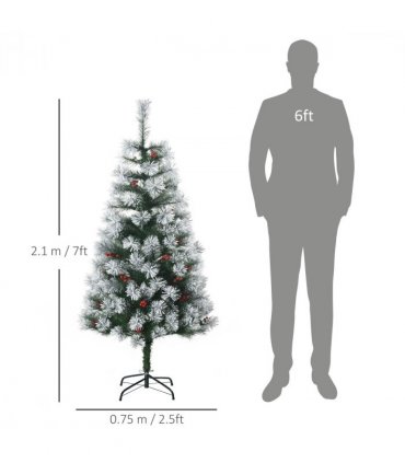 Indoor Christmas Tree Artificial Berry Xmas Deco Metal Stand and 184 Tips 150cm