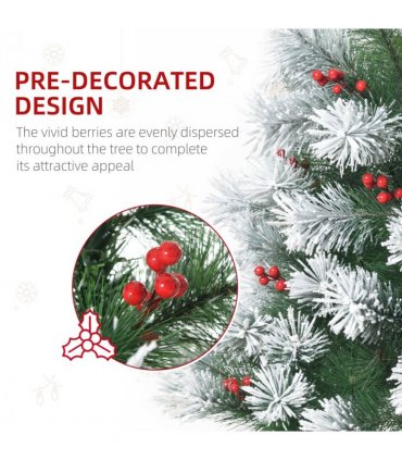 Indoor Christmas Tree Artificial Berry Xmas Deco Metal Stand and 184 Tips 150cm
