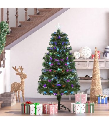4FT Multicoloured Artificial Christmas Tree Fibre Optic Lights Star Holder