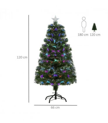 4FT Multicoloured Artificial Christmas Tree Fibre Optic Lights Star Holder