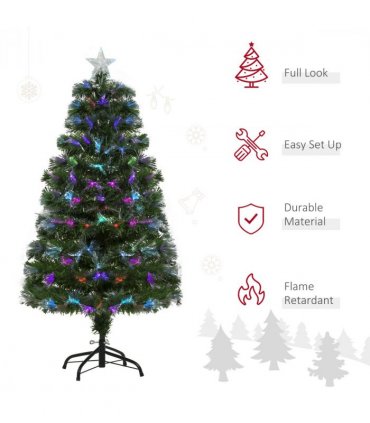 4FT Multicoloured Artificial Christmas Tree Fibre Optic Lights Star Holder