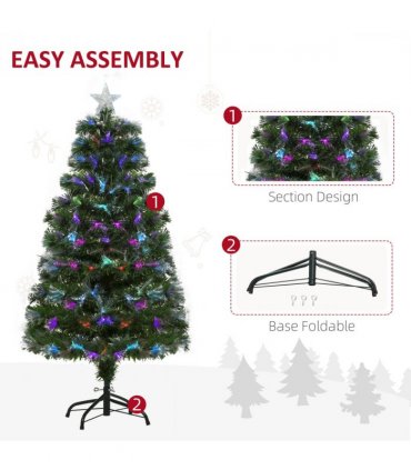 4FT Multicoloured Artificial Christmas Tree Fibre Optic Lights Star Holder