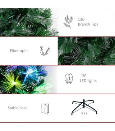 4FT Multicoloured Artificial Christmas Tree Fibre Optic Lights Star Holder