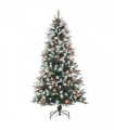 6FT Artificial SnowDipped Christmas Tree Foldable Berries White Pinecones Green