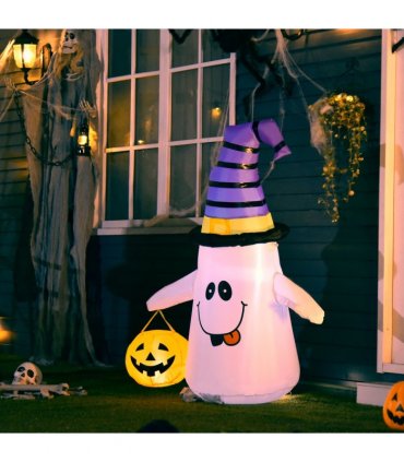 1.2m Witch Ghost Halloween Inflatable LED Pumpkin Lantern  Weather-Resistant
