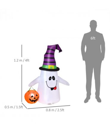 1.2m Witch Ghost Halloween Inflatable LED Pumpkin Lantern  Weather-Resistant