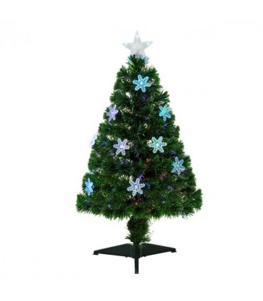 3FT Green Fibre Optic Artificial Christmas Tree LED Snowflakes Fireproofing