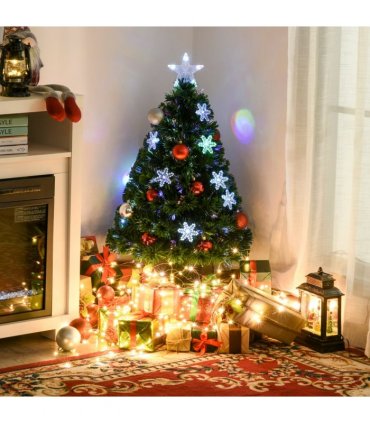 3FT Green Fibre Optic Artificial Christmas Tree LED Snowflakes Fireproofing