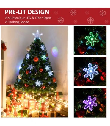 3FT Green Fibre Optic Artificial Christmas Tree LED Snowflakes Fireproofing