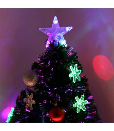 3FT Green Fibre Optic Artificial Christmas Tree LED Snowflakes Fireproofing