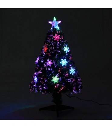 3FT Green Fibre Optic Artificial Christmas Tree LED Snowflakes Fireproofing