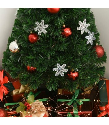 3FT Green Fibre Optic Artificial Christmas Tree LED Snowflakes Fireproofing