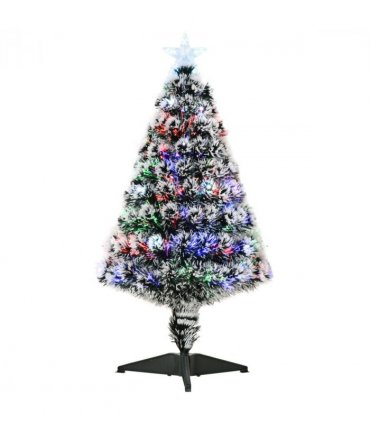 3ft Artificial Prelit Christmas Tree Snow Tree LED Fiber Optics Green White