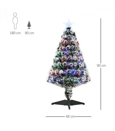 3ft Artificial Prelit Christmas Tree Snow Tree LED Fiber Optics Green White