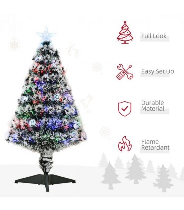 3ft Artificial Prelit Christmas Tree Snow Tree LED Fiber Optics Green White