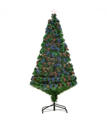 Pre-Lit Fibre Optic Artificial Christmas Tree Tree Topper Multi-Colour 5ft