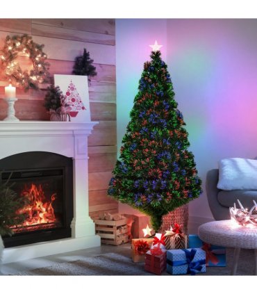 Pre-Lit Fibre Optic Artificial Christmas Tree Tree Topper Multi-Colour 5ft