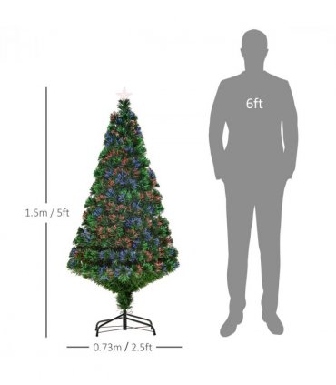 Pre-Lit Fibre Optic Artificial Christmas Tree Tree Topper Multi-Colour 5ft