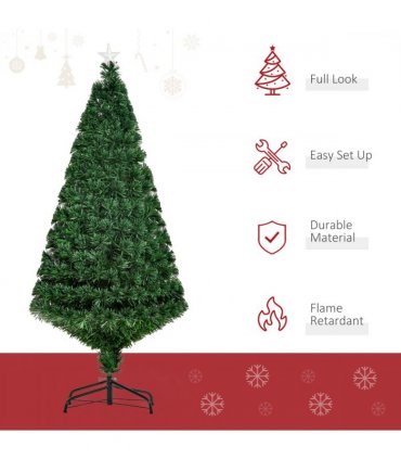 Pre-Lit Fibre Optic Artificial Christmas Tree Tree Topper Multi-Colour 5ft