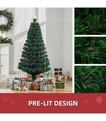 Pre-Lit Fibre Optic Artificial Christmas Tree Tree Topper Multi-Colour 5ft