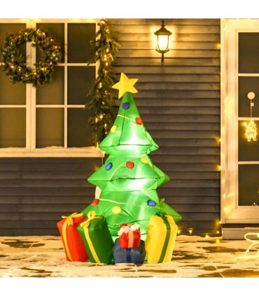 5ft Inflatable Christmas Tree Xmas Air Blown  LED Lawn Yard Outdoor Ornaments
