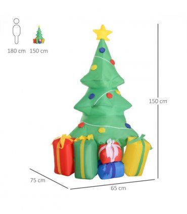 5ft Inflatable Christmas Tree Xmas Air Blown  LED Lawn Yard Outdoor Ornaments