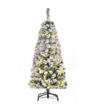 4 Feet Prelit Artificial Snow Flocked Christmas Tree Warm LED Light Green White