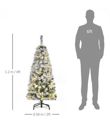 4 Feet Prelit Artificial Snow Flocked Christmas Tree Warm LED Light Green White