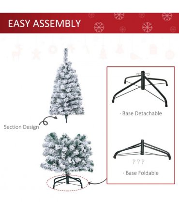 4 Feet Prelit Artificial Snow Flocked Christmas Tree Warm LED Light Green White