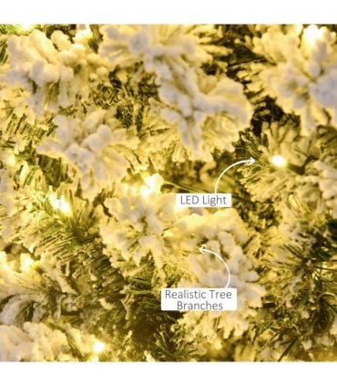 4 Feet Prelit Artificial Snow Flocked Christmas Tree Warm LED Light Green White