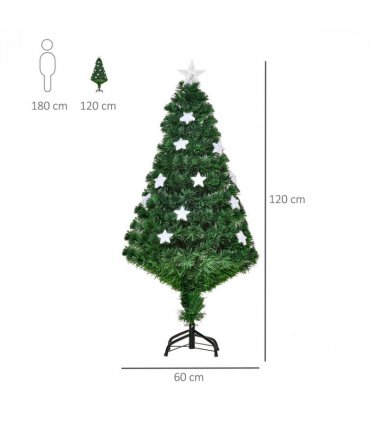 4FT Prelit Artificial Christmas Tree Fibre Star Xmas LED Light Indoor Green