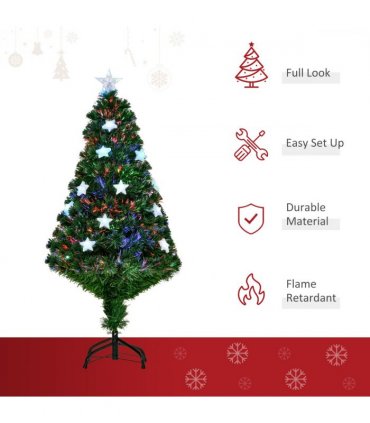4FT Prelit Artificial Christmas Tree Fibre Star Xmas LED Light Indoor Green