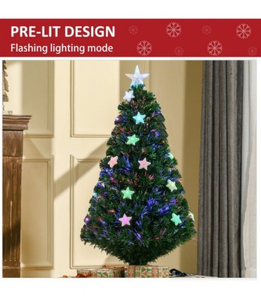 4FT Prelit Artificial Christmas Tree Fibre Star Xmas LED Light Indoor Green