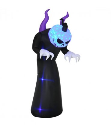7ft Inflatable Halloween Ghost Horns Blow-Up Outdoor LED Display Flame Effect
