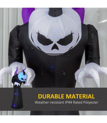 7ft Inflatable Halloween Ghost Horns Blow-Up Outdoor LED Display Flame Effect