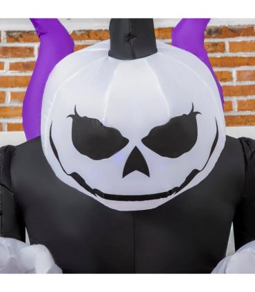7ft Inflatable Halloween Ghost Horns Blow-Up Outdoor LED Display Flame Effect
