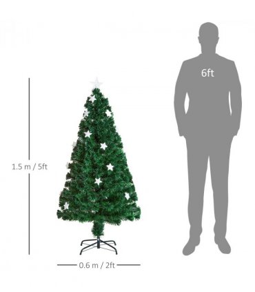 5FT Prelit Artificial Christmas Tree Fibre Optic Star LED Light Xmas Deco Green