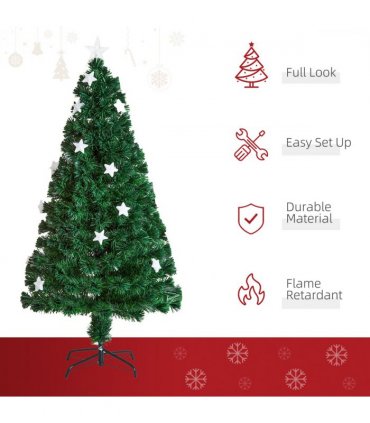 5FT Prelit Artificial Christmas Tree Fibre Optic Star LED Light Xmas Deco Green