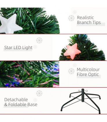 5FT Prelit Artificial Christmas Tree Fibre Optic Star LED Light Xmas Deco Green