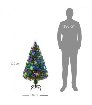 4FT Green Fibre Optic Artificial Christmas Tree LED Snowflakes Fireproofing