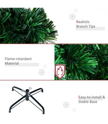 4FT Green Fibre Optic Artificial Christmas Tree LED Snowflakes Fireproofing