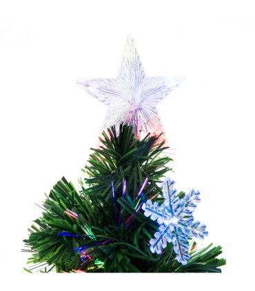 4FT Green Fibre Optic Artificial Christmas Tree LED Snowflakes Fireproofing