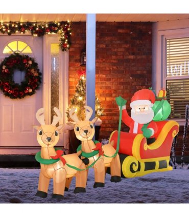 3.5ft Christmas Inflatable Santa Claus on Sleigh LED Indoor Outdoor